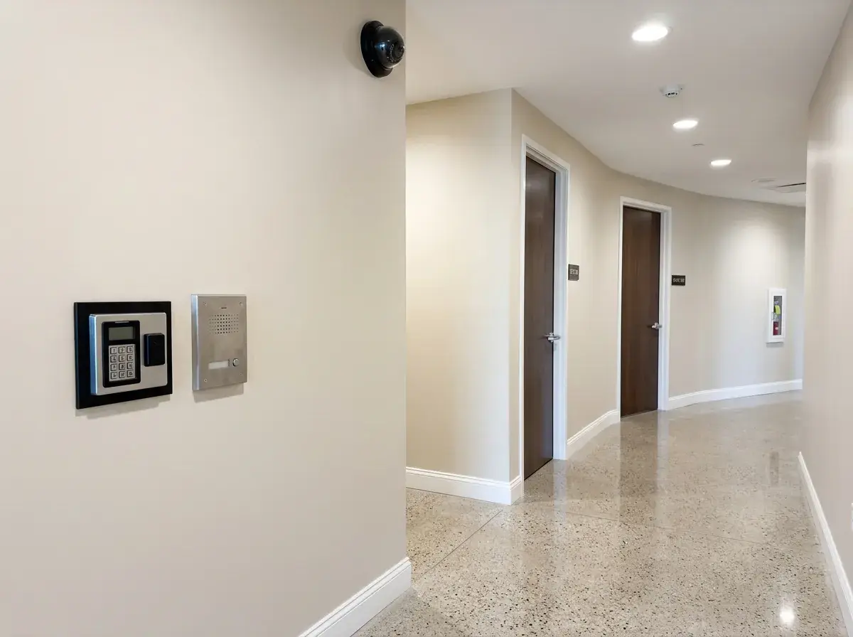 Spotless finished entryway after an SVTech security installation, with no mess left behind.